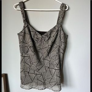 Ann Taylor 100% Silk Camisole Blouse Lined, Brown/Taupe, Side Zipper Size 14